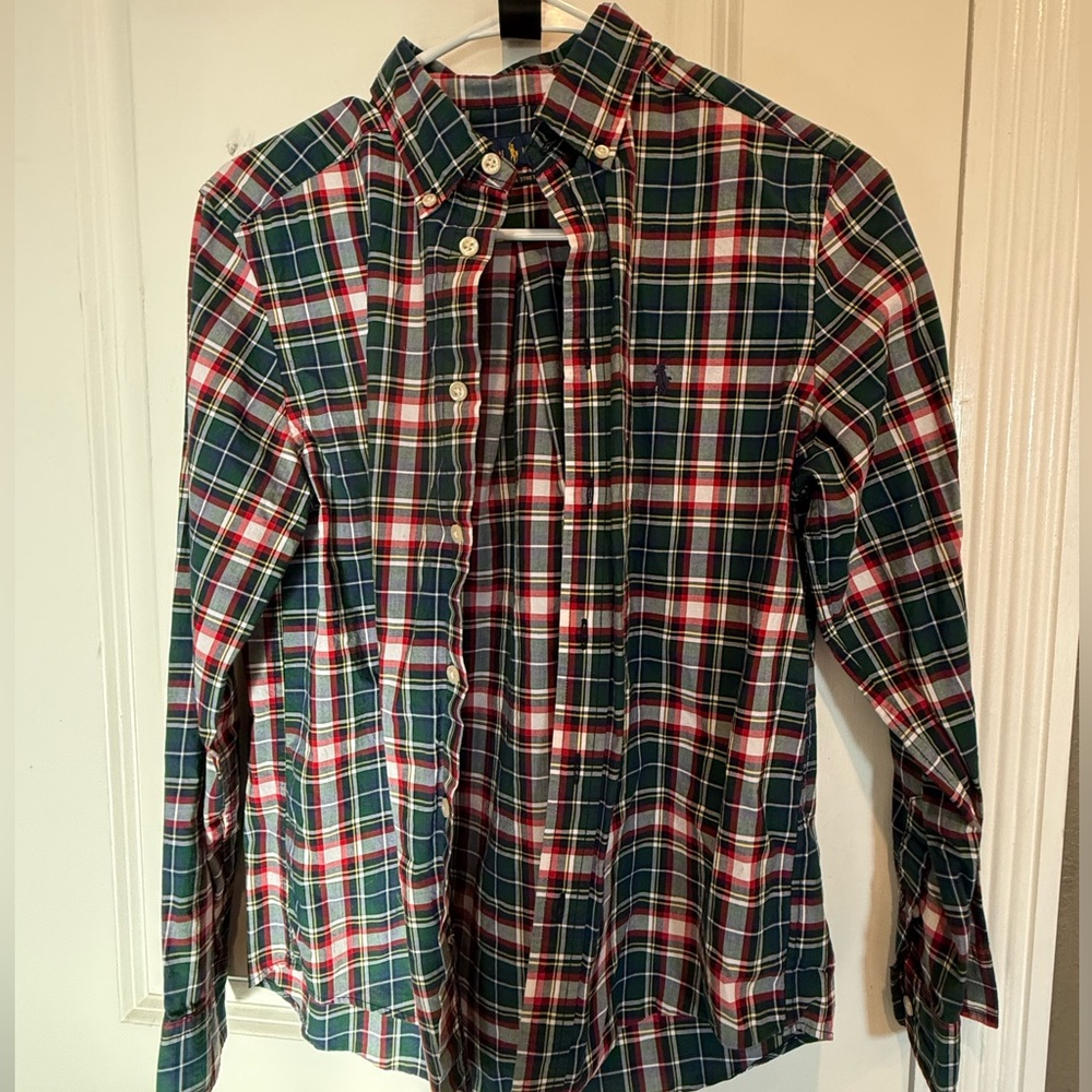 Ralph Lauren Boys Plaid Button Down Shirt LG (14/16)